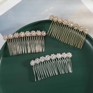 New  Women's Lady Solid Color Metal Plating insert Comb